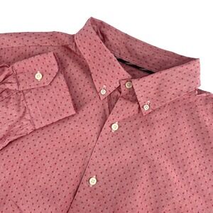 Cremieux Classics Mens Red Micro Dot Button Down Dress Shirt XL Cotton